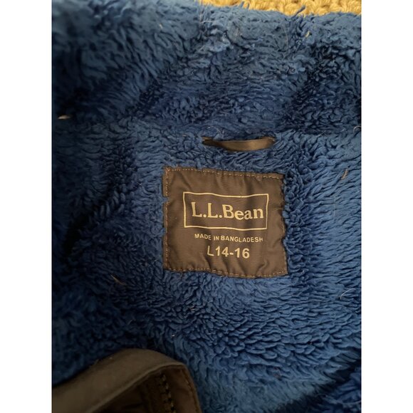 L.L.Bean Kids DownTek Water-Resistant Puffer Jacket L14-16 Navy Blue Fleece Lini - Picture 5 of 15